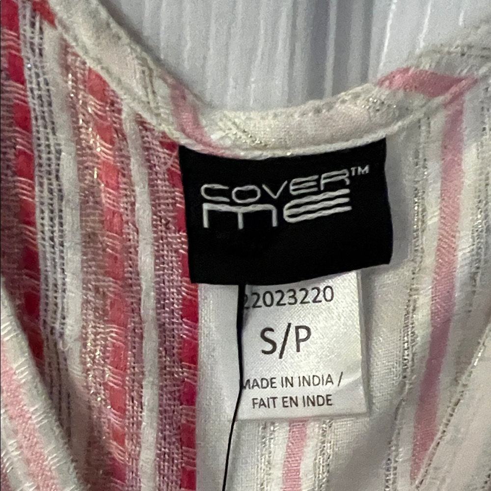 Striped Swim Coverup in Pink and White - Picture 2 of 4